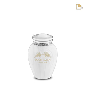 K297 Blessing Keepsake Urn Pearl White & Pol Silver