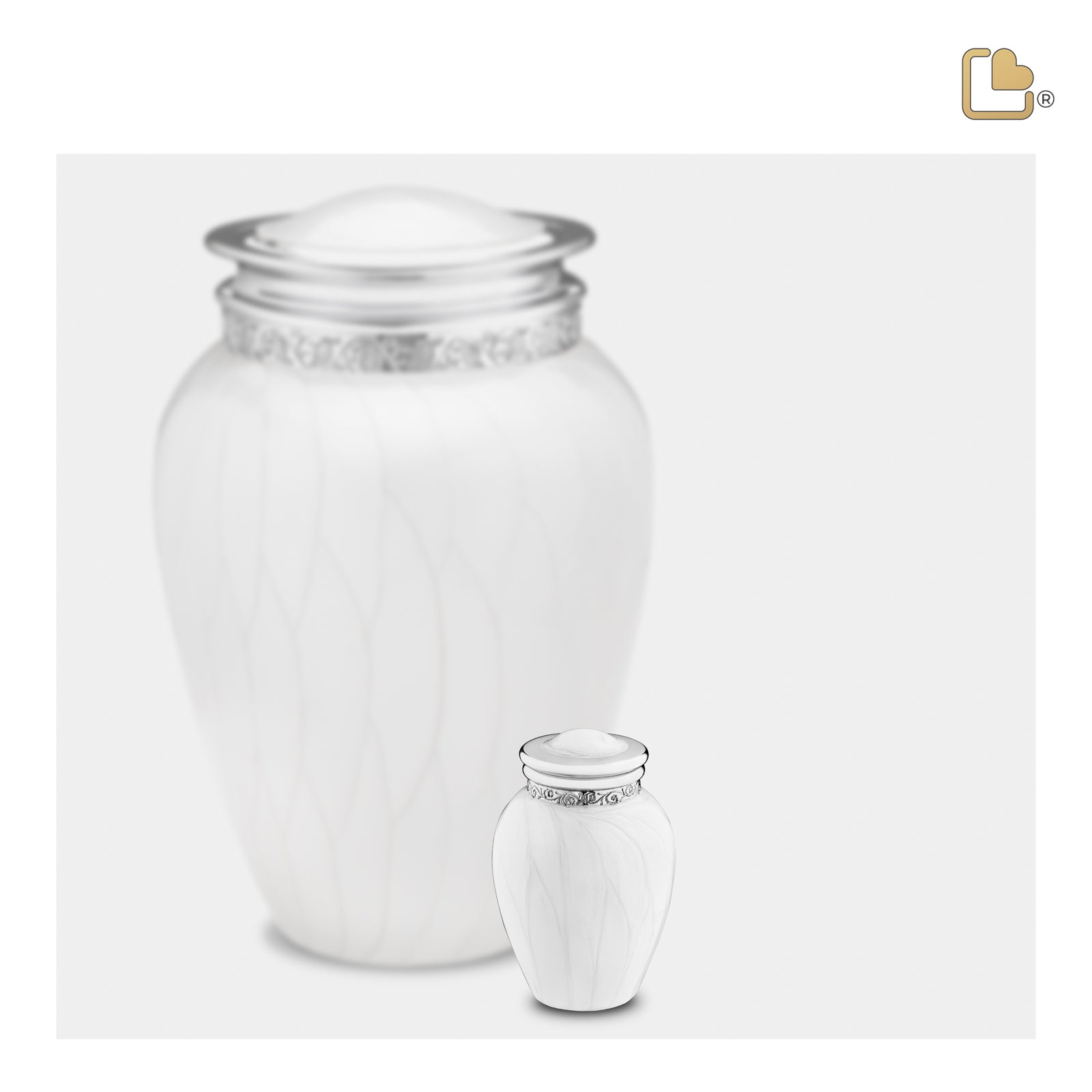 K297 Blessing Keepsake Urn Pearl White & Pol Silver
