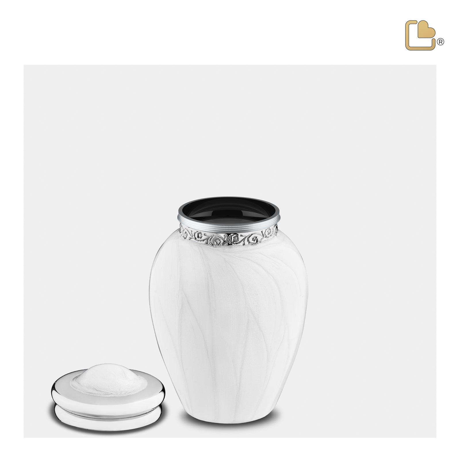 K297 Blessing Keepsake Urn Pearl White & Pol Silver