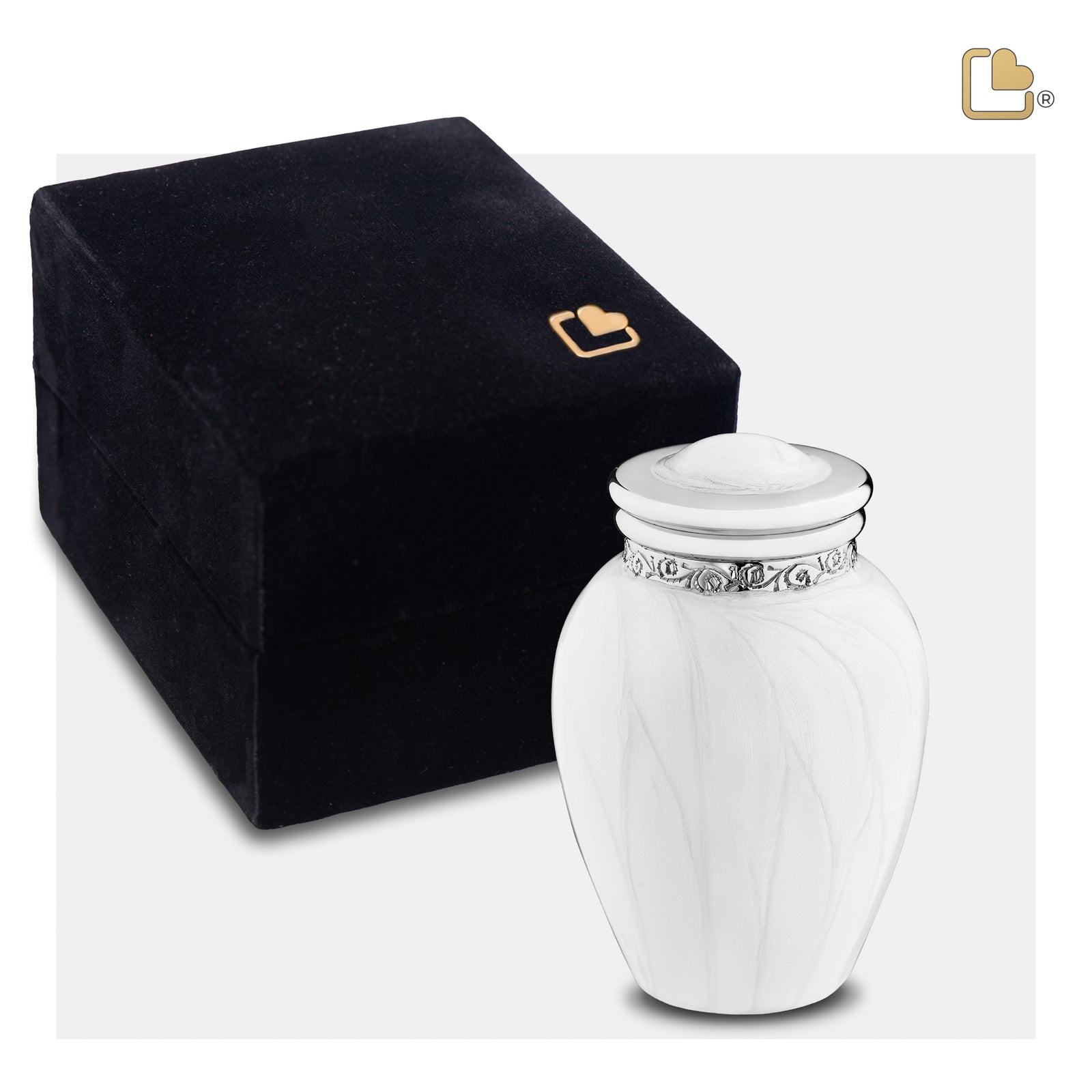 K297 Blessing Keepsake Urn Pearl White & Pol Silver