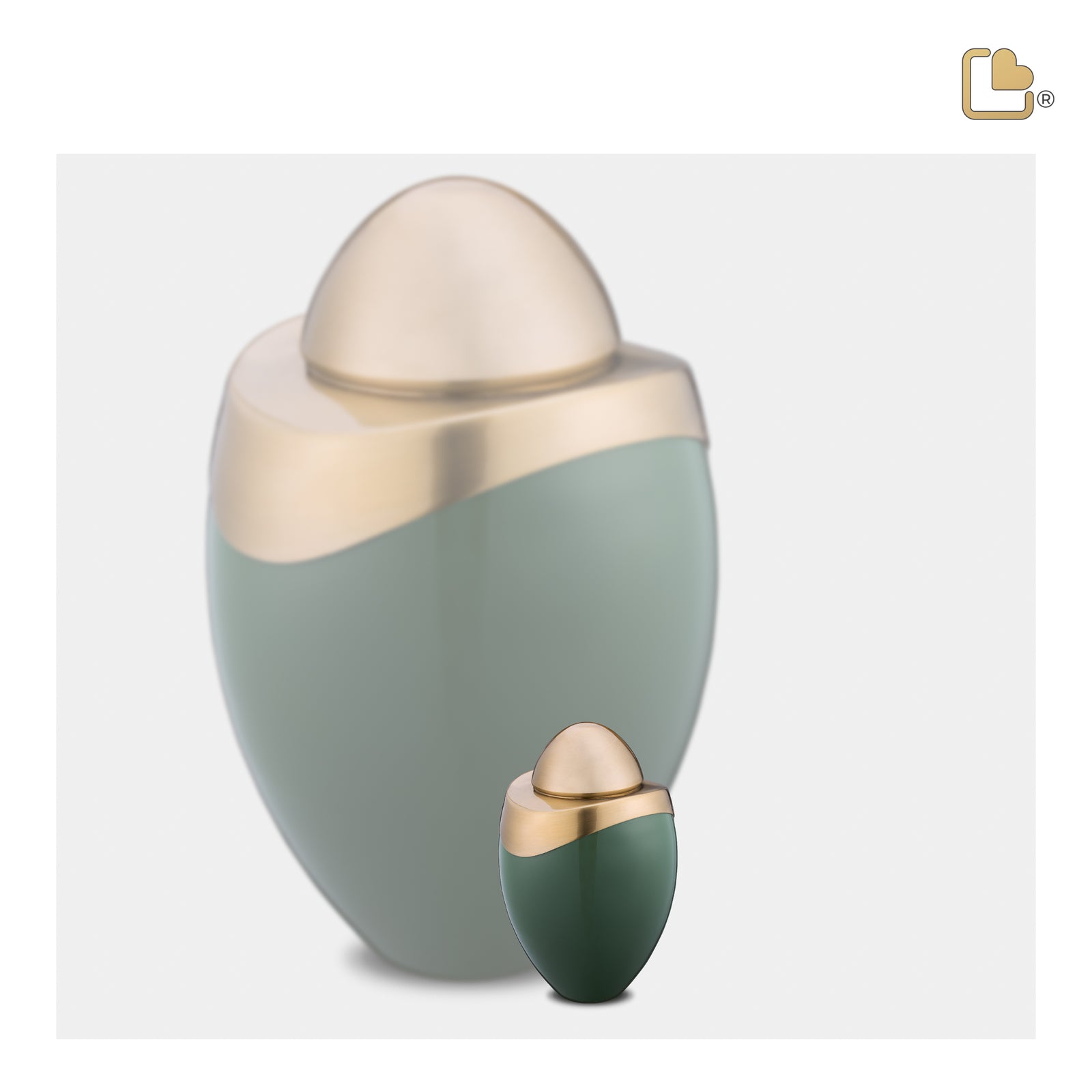 K362 Amore Keepsake Urn Sage Green & Bru Gold