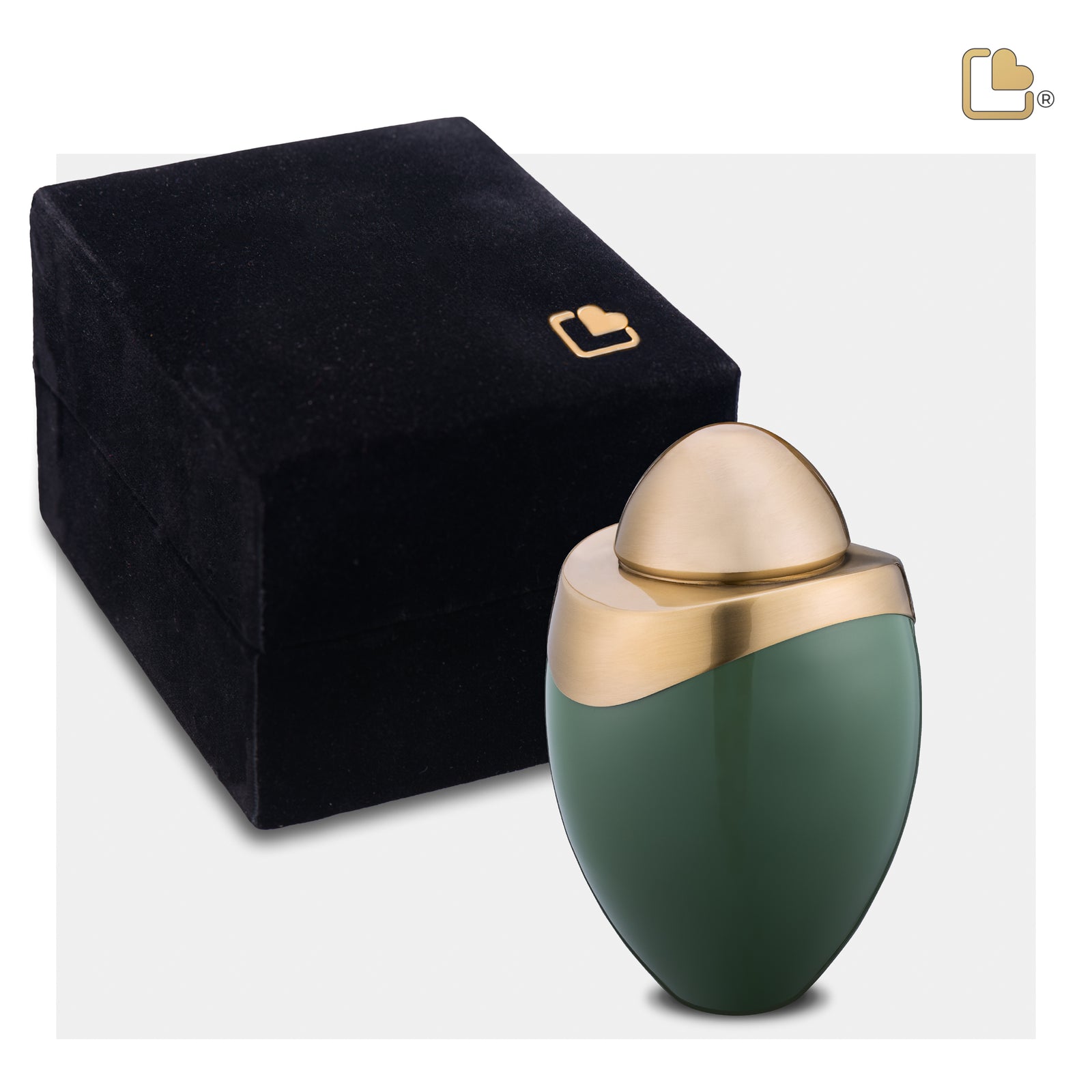 K362 Amore Keepsake Urn Sage Green & Bru Gold