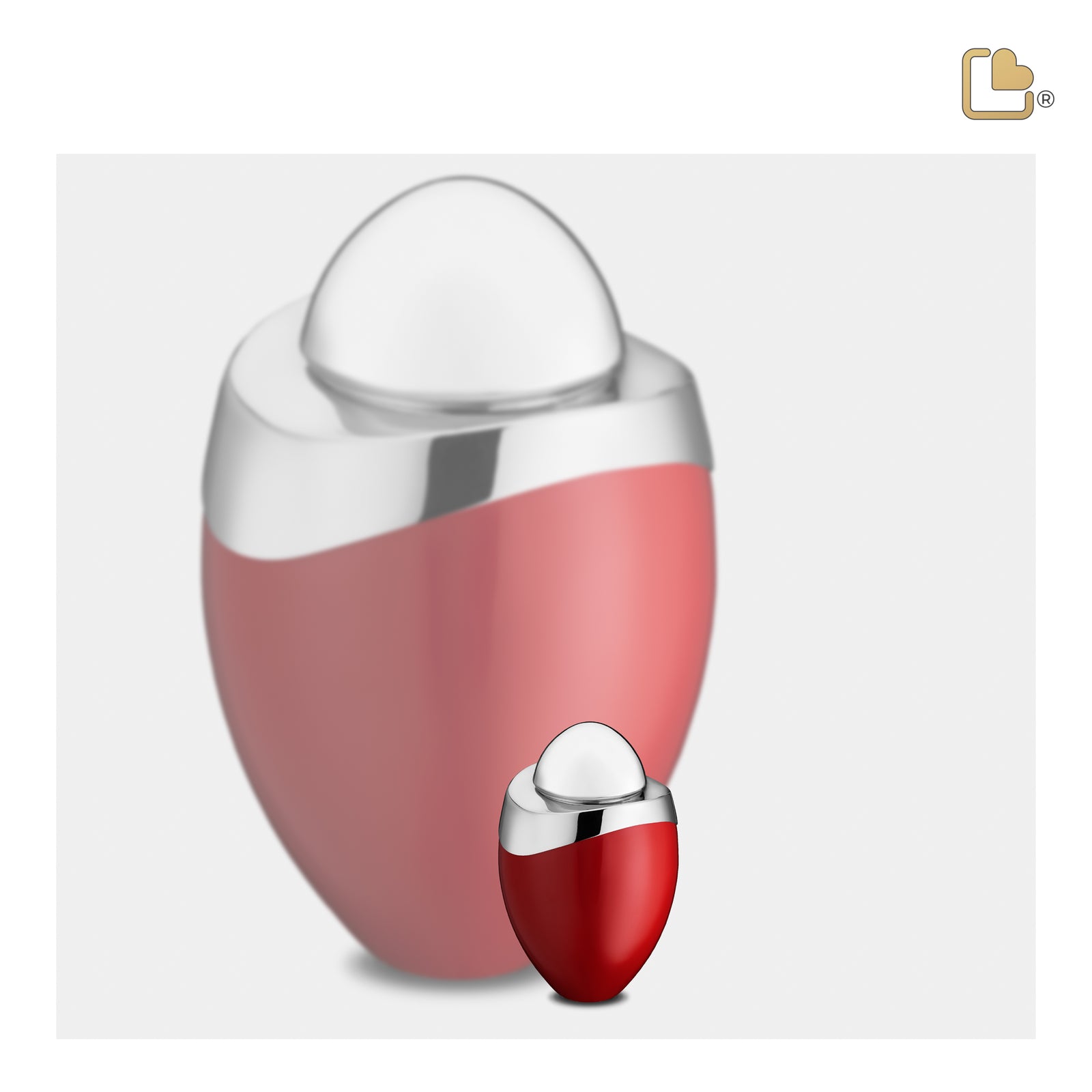 K363 Amore Keepsake Urn Red & Pol Silver