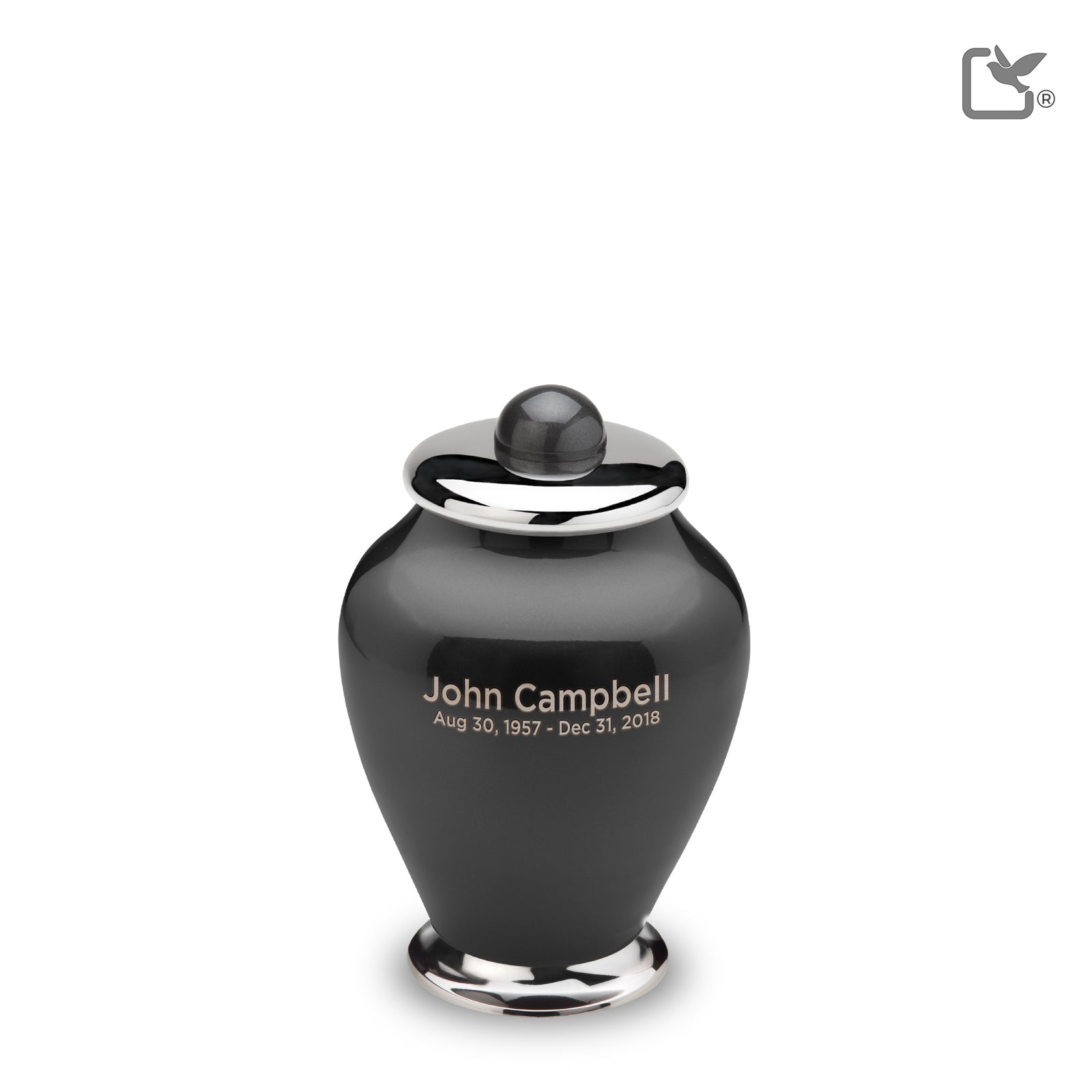 K520 Simplicity Keepsake Urn Midnight & Pol Silver