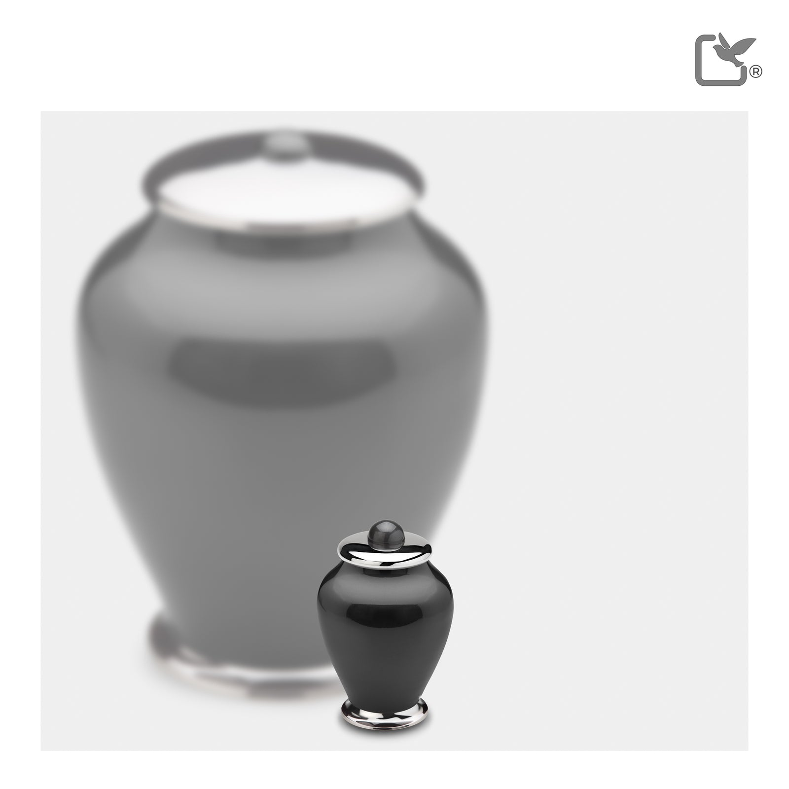 K520 Simplicity Keepsake Urn Midnight & Pol Silver