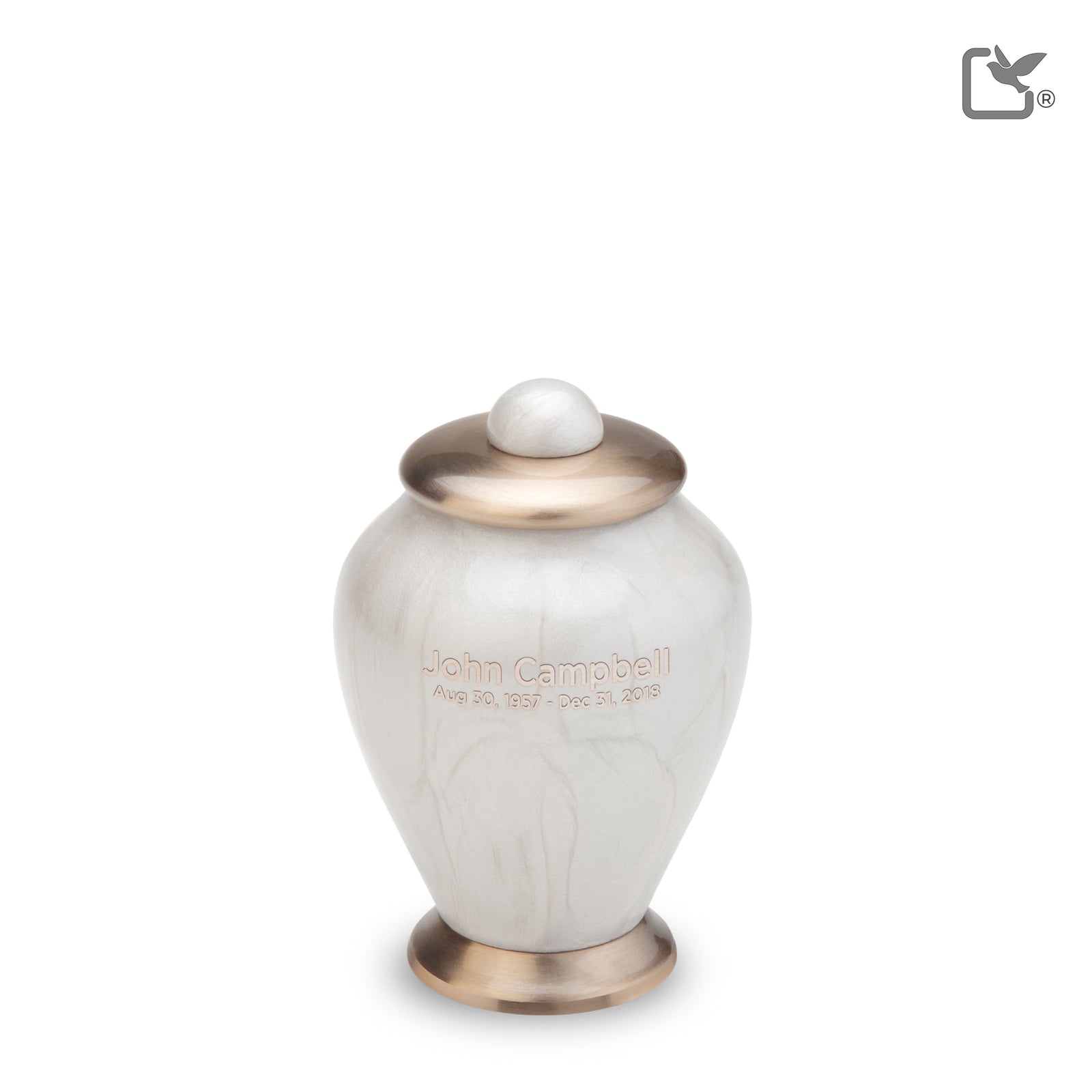 K522 Simplicity Keepsake Urn Pearl White & Bru Gold