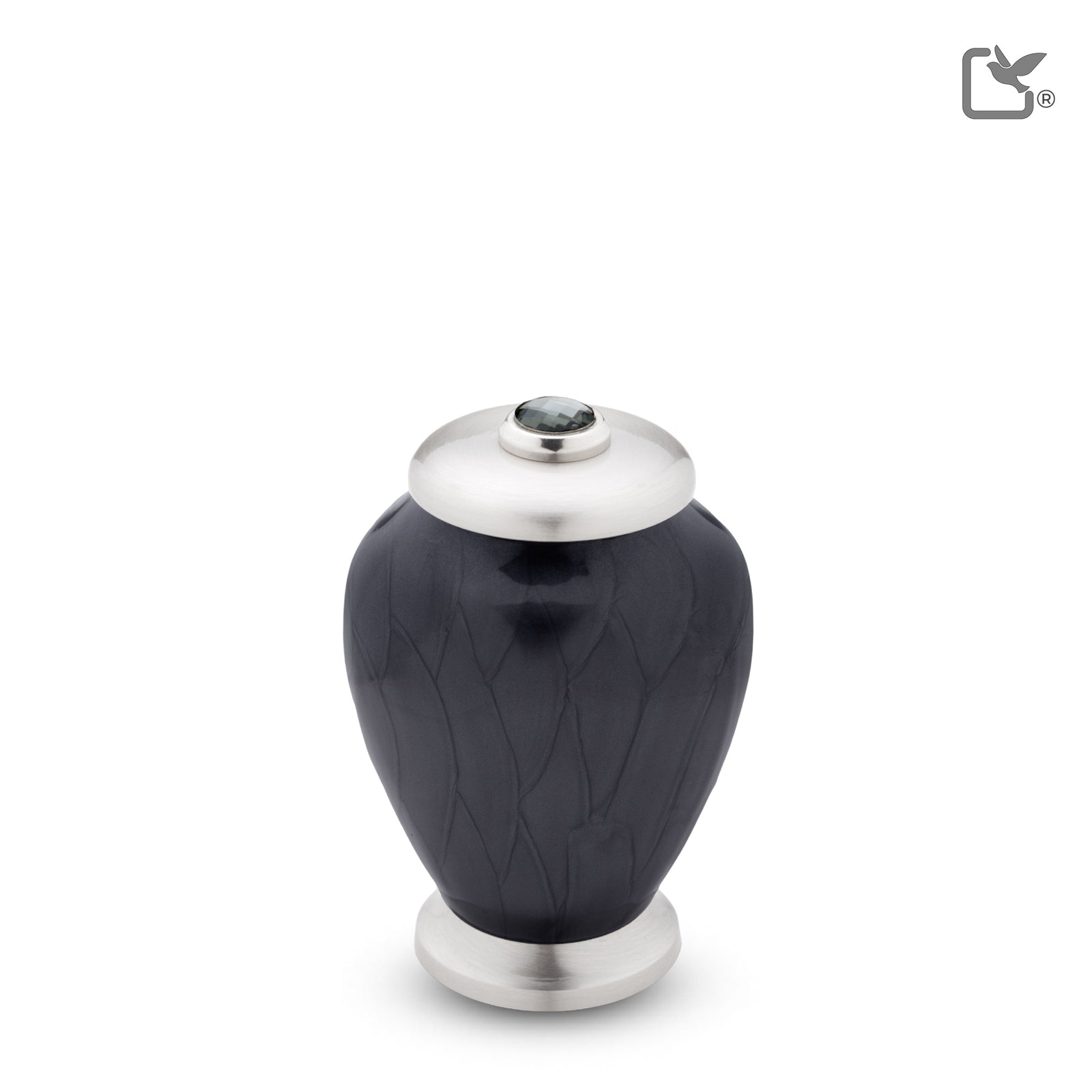 K523 Simplicity Keepsake Urn Pearl Midnight & Bru Pewter w/Crystal