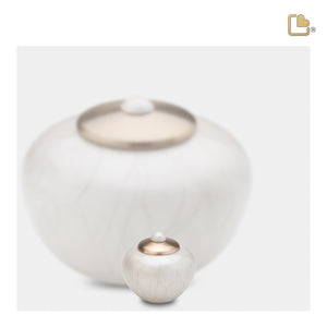 K532 Simplicity Keepsake Urn Pearl White & Bru Gold