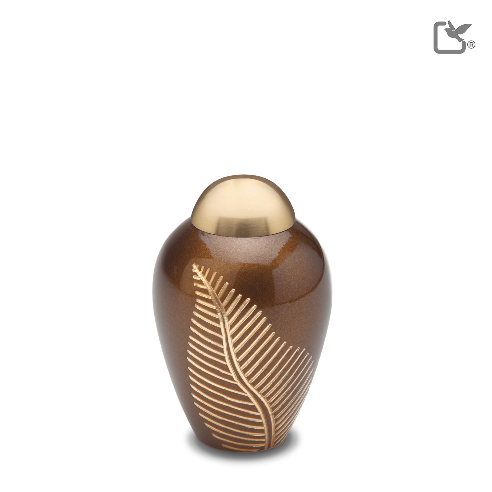 K541 Elegant Leaf Keepsake Urn Bronze & Bru Gold
