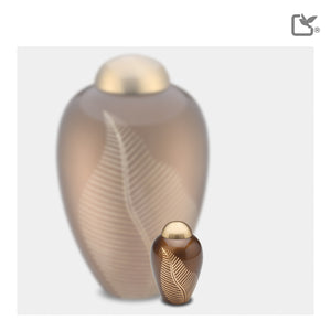 K541 Elegant Leaf Keepsake Urn Bronze & Bru Gold