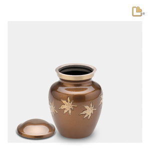 K573 Divine Autumn Leaves Keepsake Urn Bronze & Bru Gold