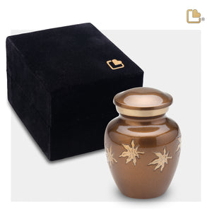K573 Divine Autumn Leaves Keepsake Urn Bronze & Bru Gold