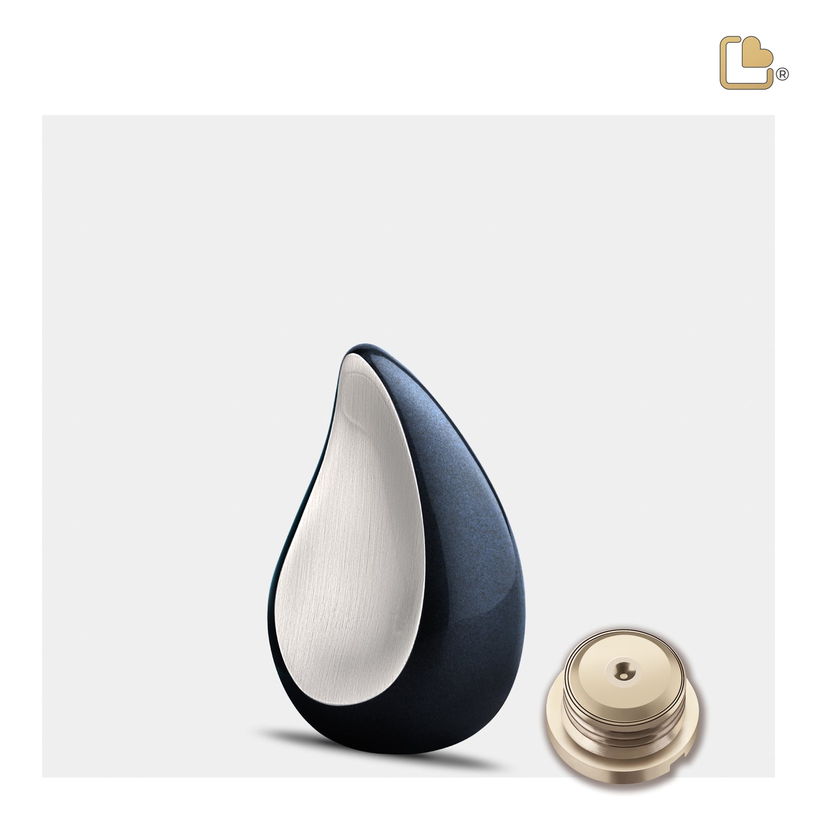 K580 TearDrop Keepsake Urn Midnight & Bru Pewter