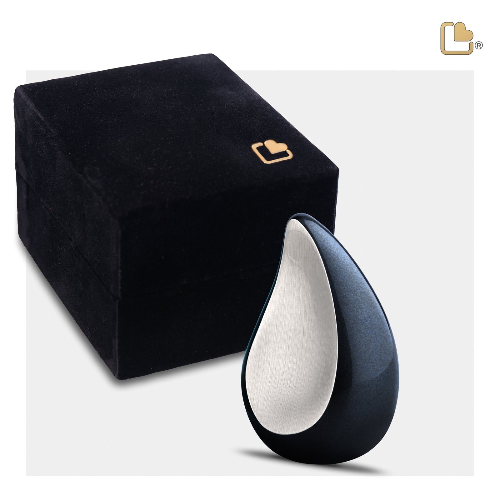 K580 TearDrop Keepsake Urn Midnight & Bru Pewter