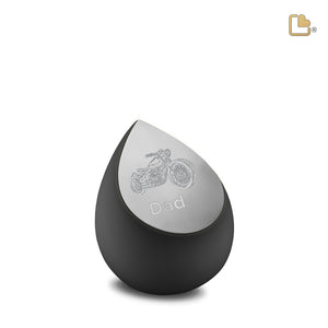 K583 Drop Keepsake Urn Black & Bru Pewter