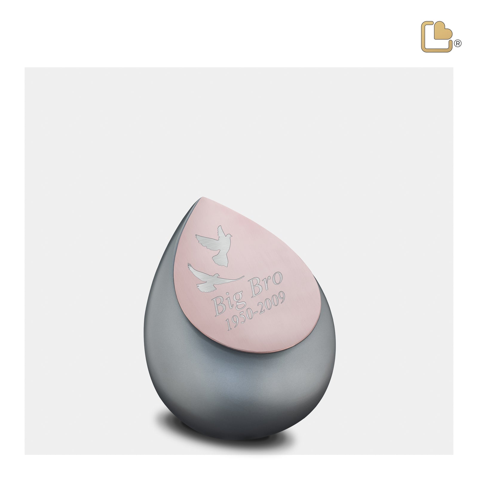 K584 Drop Keepsake Urn French Grey & Bru RoseGold