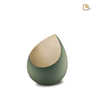 K585 Drop Keepsake Urn Sage Green & Bru Gold