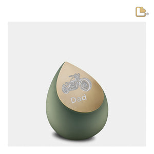 K585 Drop Keepsake Urn Sage Green & Bru Gold