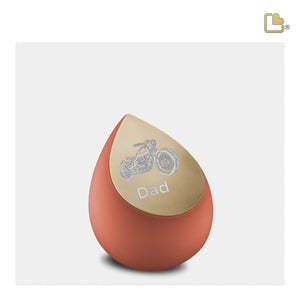 K587 Drop Keepsake Urn Terracotta & Bru Gold