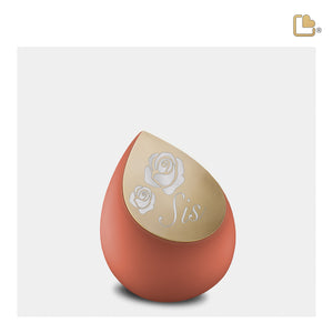 K587 Drop Keepsake Urn Terracotta & Bru Gold