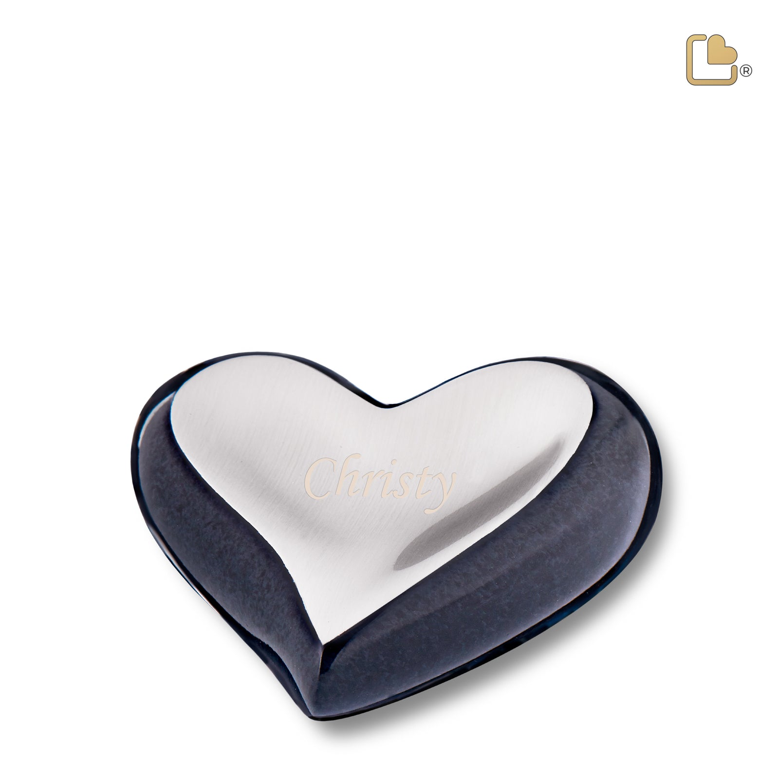 K611 Heart Keepsake Urn Midnight & Bru Pewter