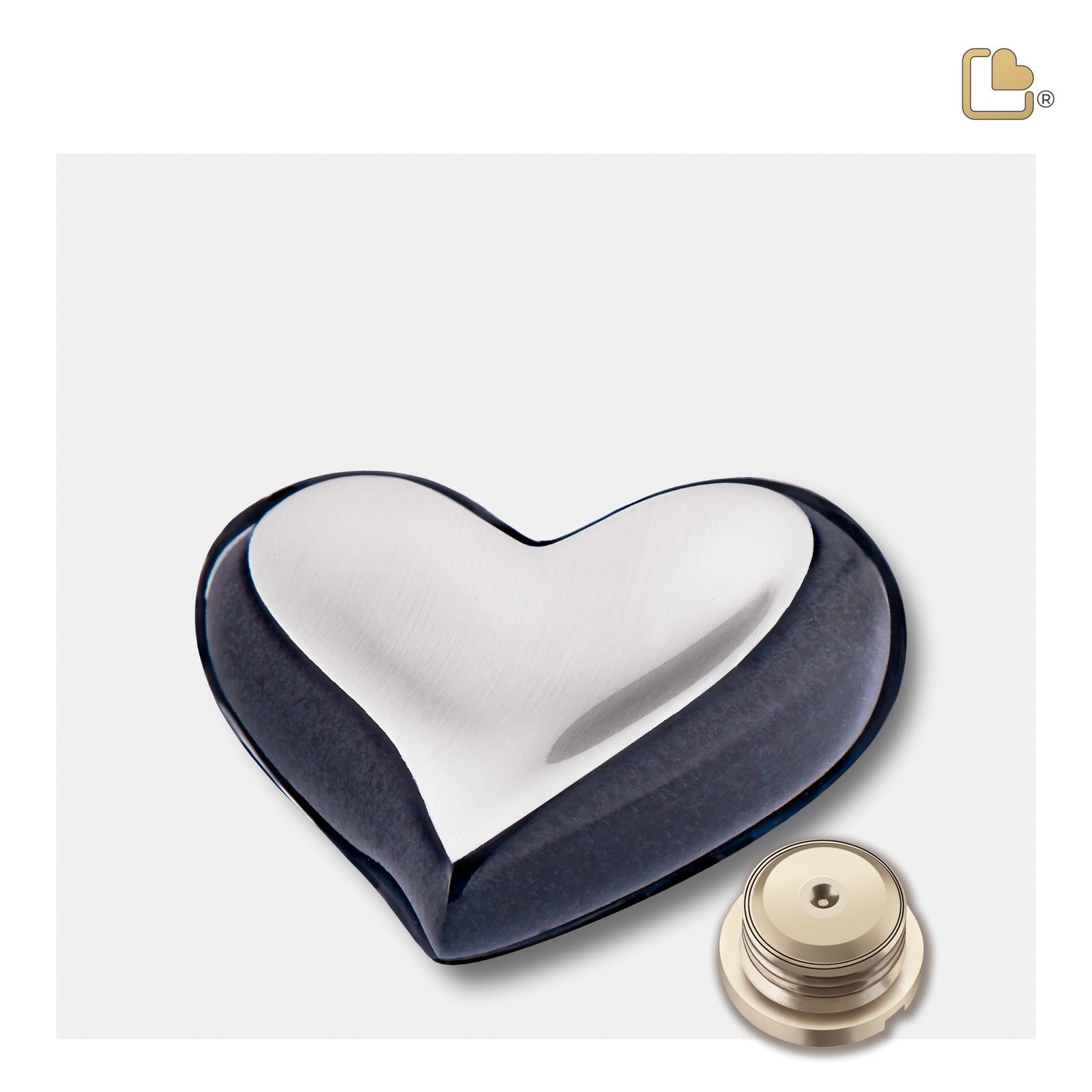 K611 Heart Keepsake Urn Midnight & Bru Pewter