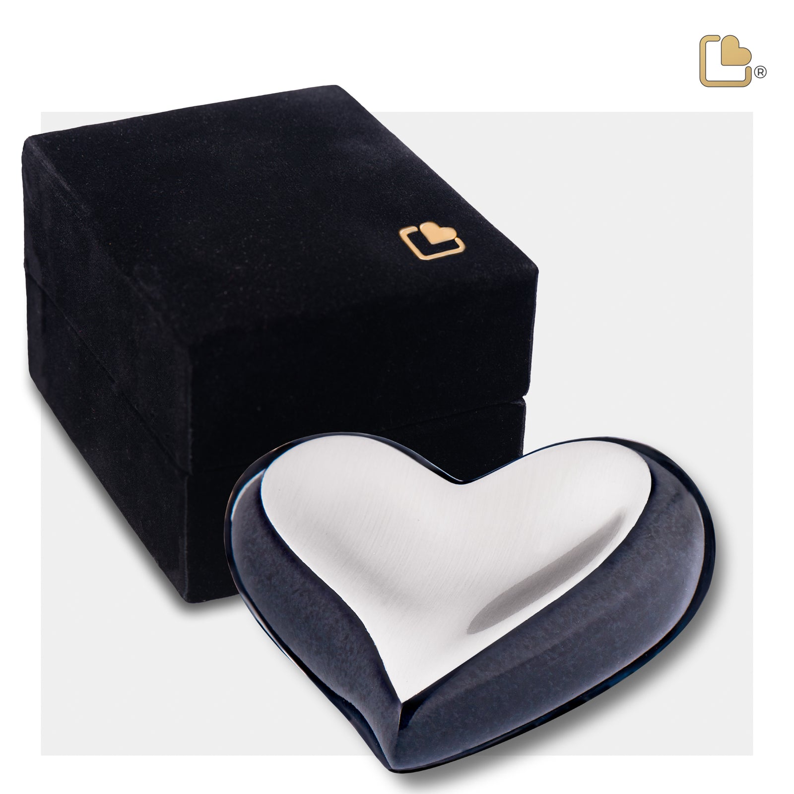 K611 Heart Keepsake Urn Midnight & Bru Pewter