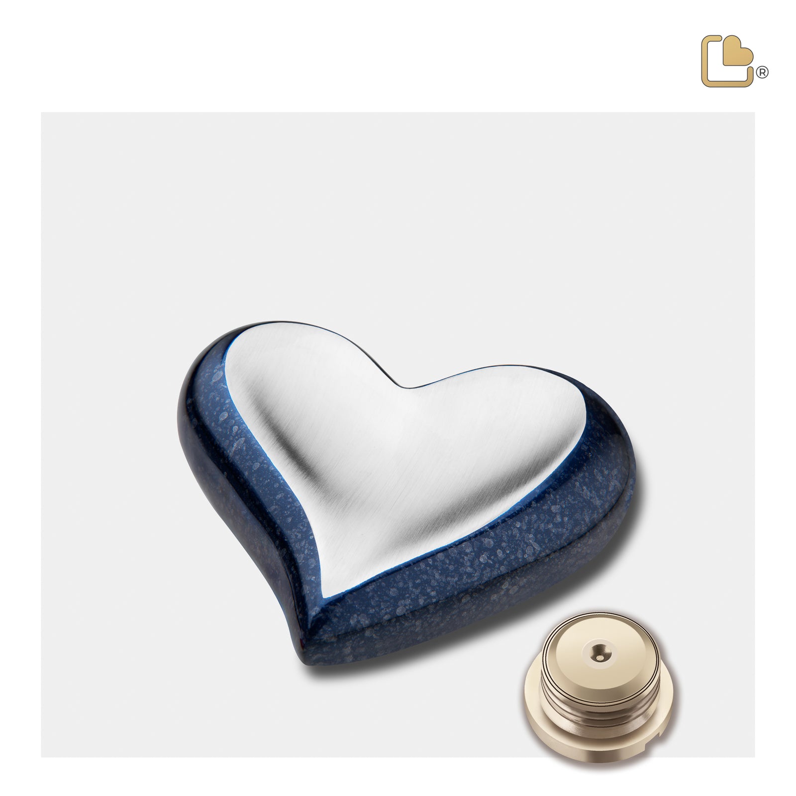 K614 Heart Keepsake Urn Speckled Indigo & Bru Pewter