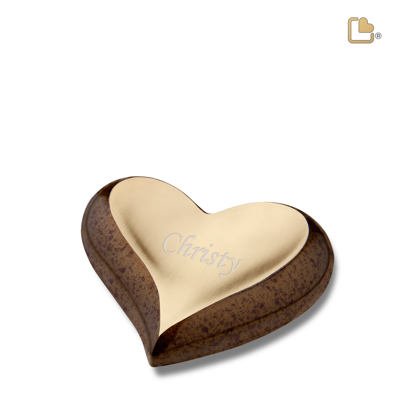 K615 Heart Keepsake Urn Speckled Auburn & Bru Gold