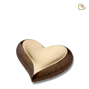 K615 Heart Keepsake Urn Speckled Auburn & Bru Gold