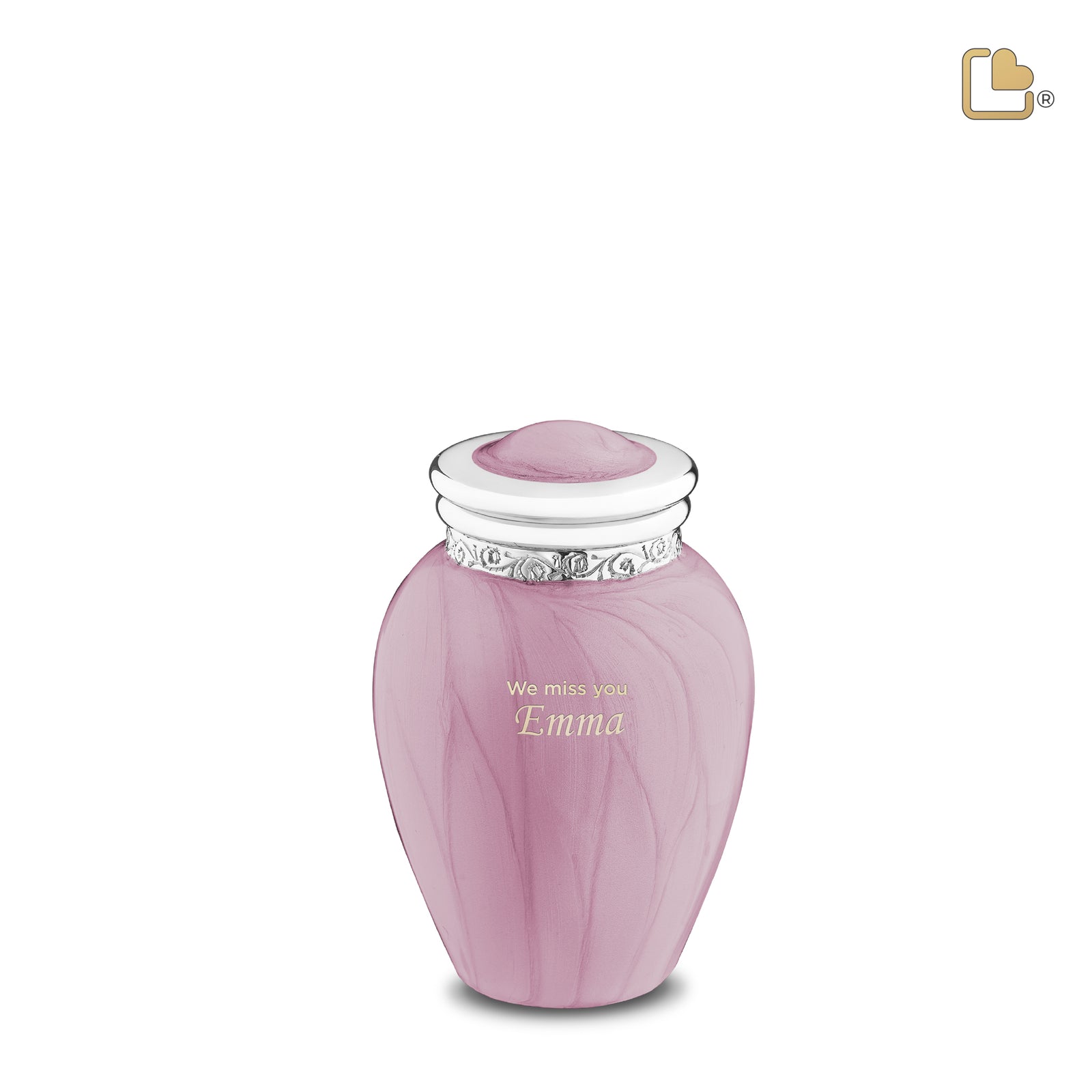 K667 Blessing Keepsake Urn Pearl Pink & Pol Silver