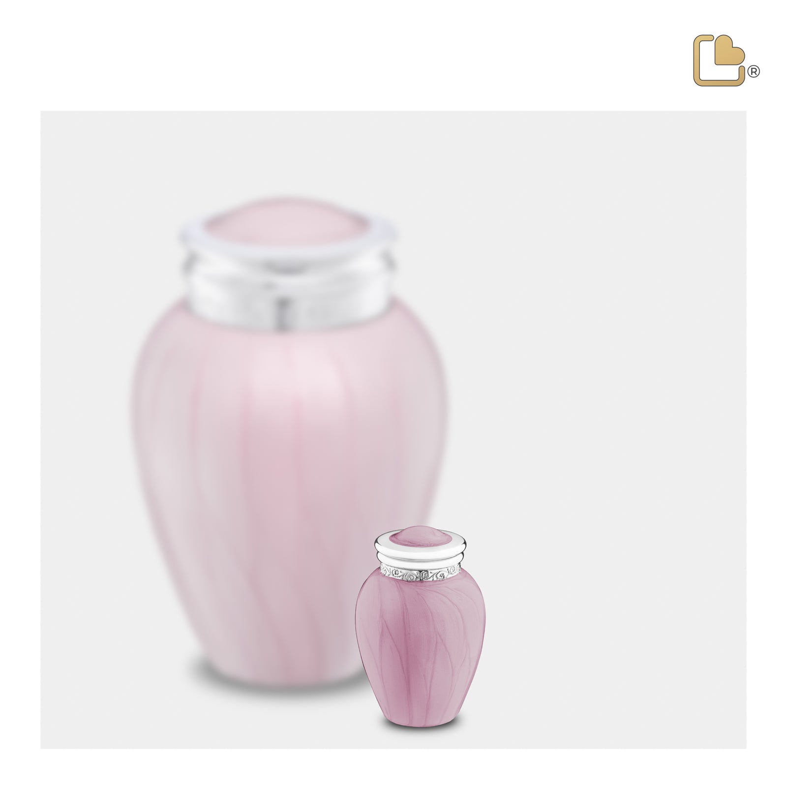 K667 Blessing Keepsake Urn Pearl Pink & Pol Silver