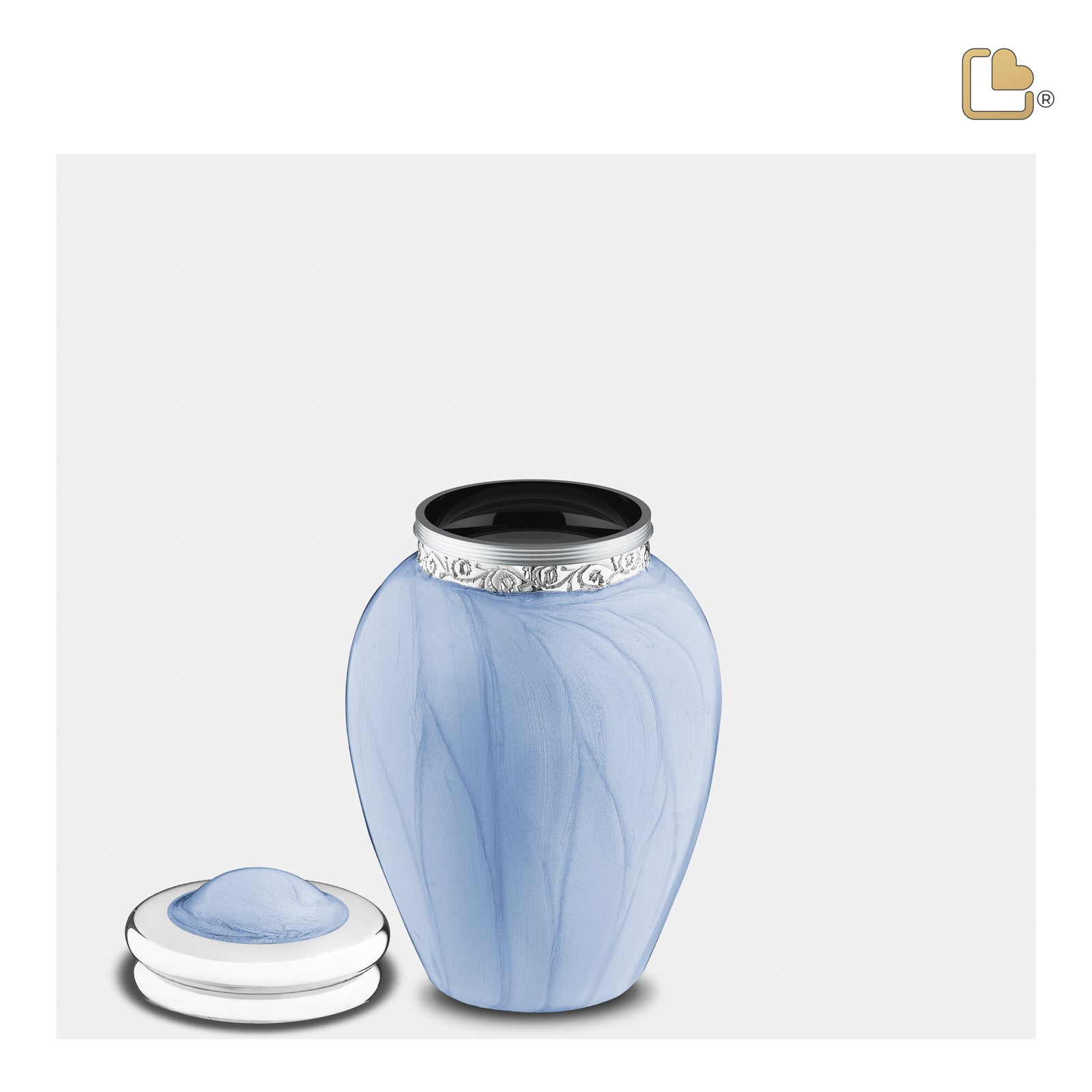 K668 Blessing Keepsake Urn Pearl Blue & Pol Silver