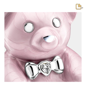 M1010 CuddleBear Child Urn Pearl Pink & Pol Silver w/Crystal
