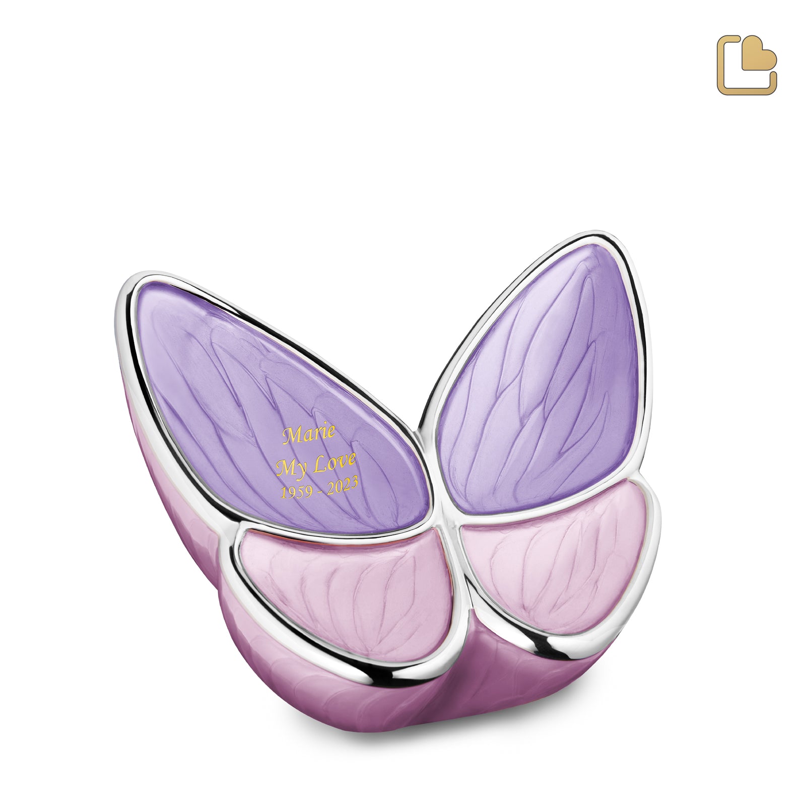 M1040 Wings of Hope Medium Urn Pearl Lavender & Pol Silver