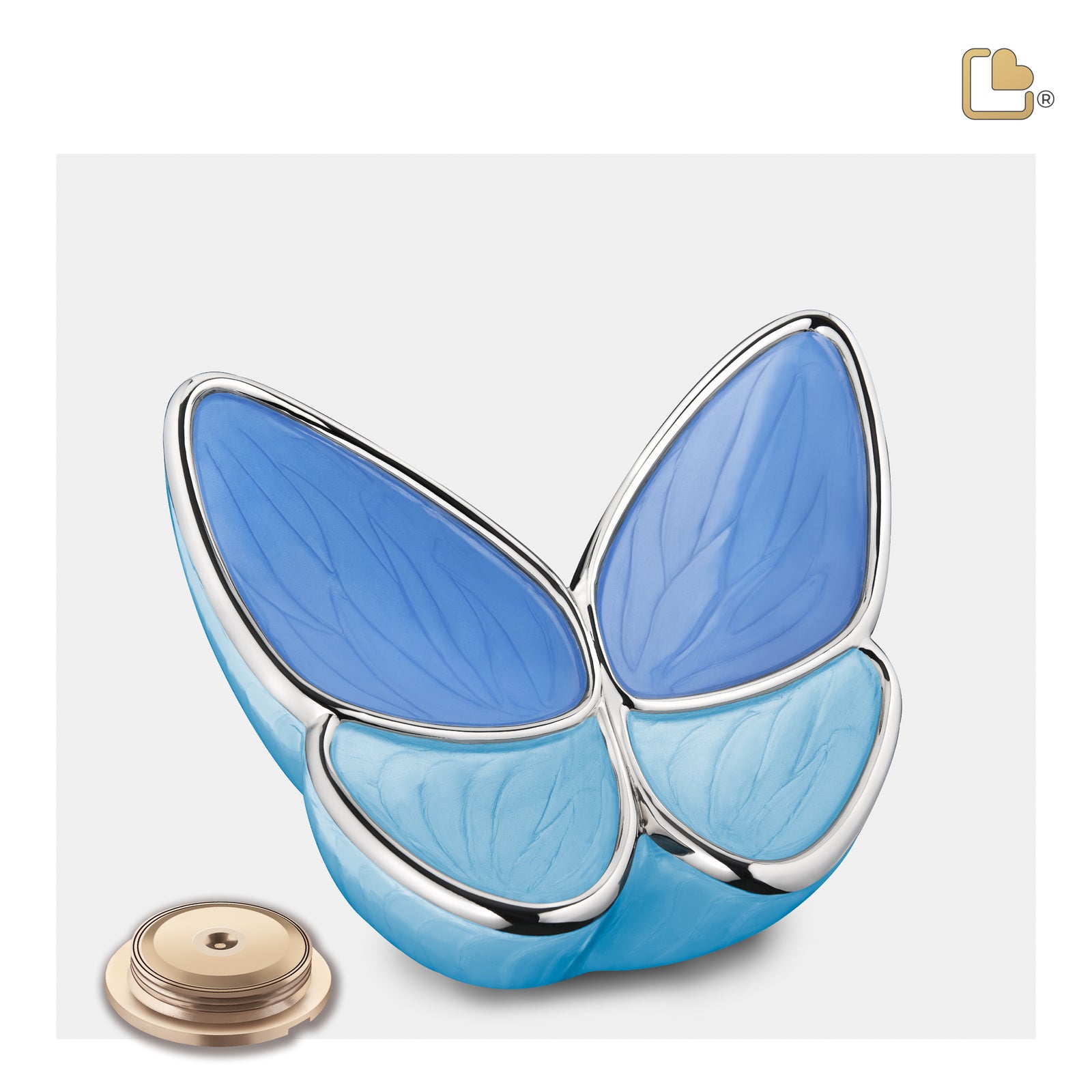 M1041 Wings of Hope Medium Urn Pearl Blue & Pol Silver