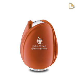 M1051 Tulip Medium Urn Orange & Pol Silver