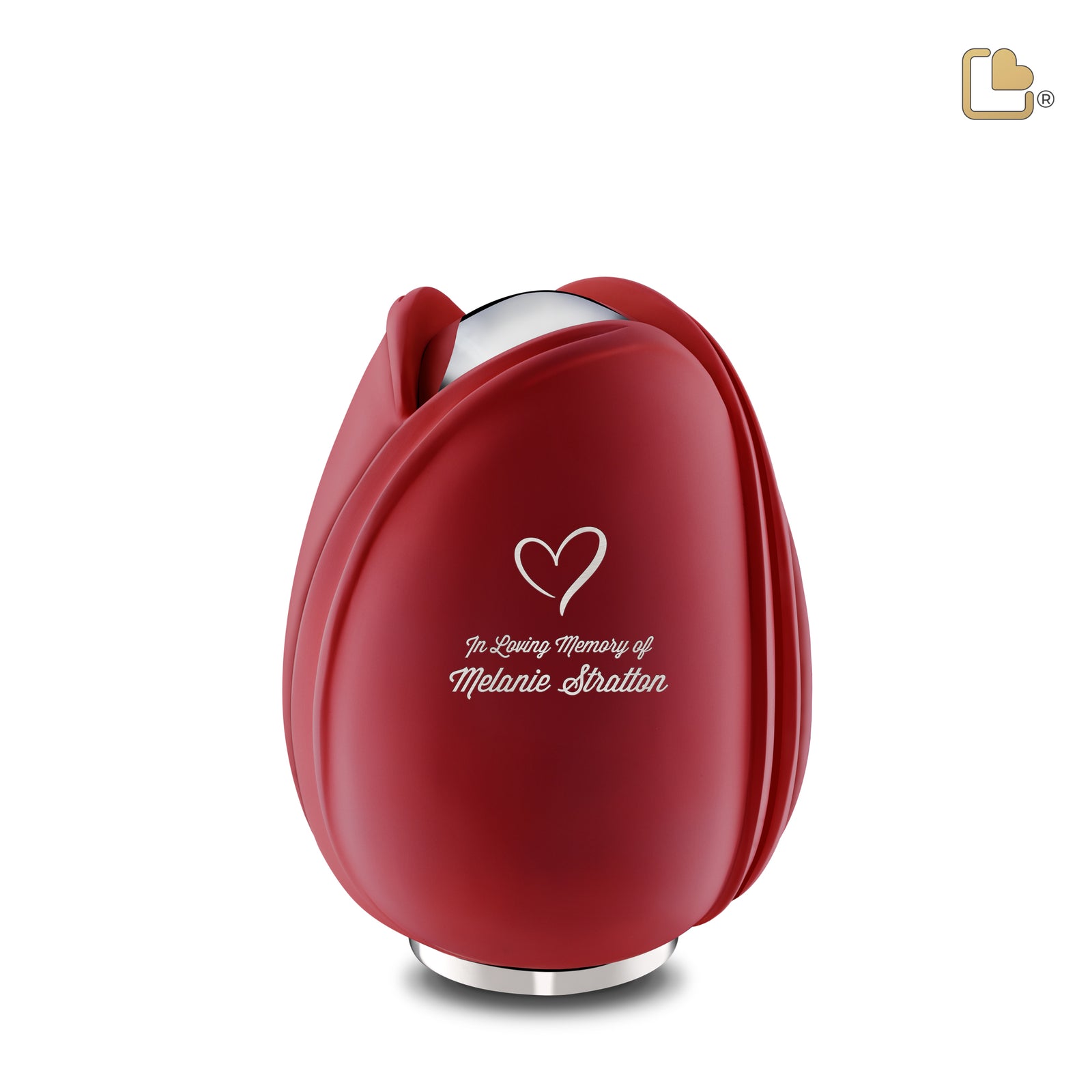 M1052 Tulip Medium Urn Red & Pol Silver