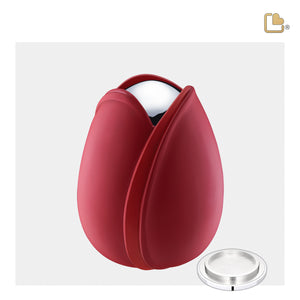 M1052 Tulip Medium Urn Red & Pol Silver