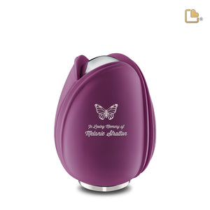 M1054 Tulip Medium Urn Purple & Pol Silver