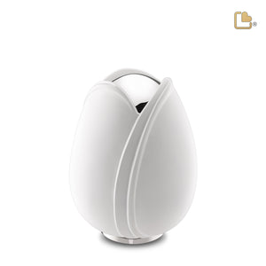 M1055 Tulip Medium Urn White & Pol Silver
