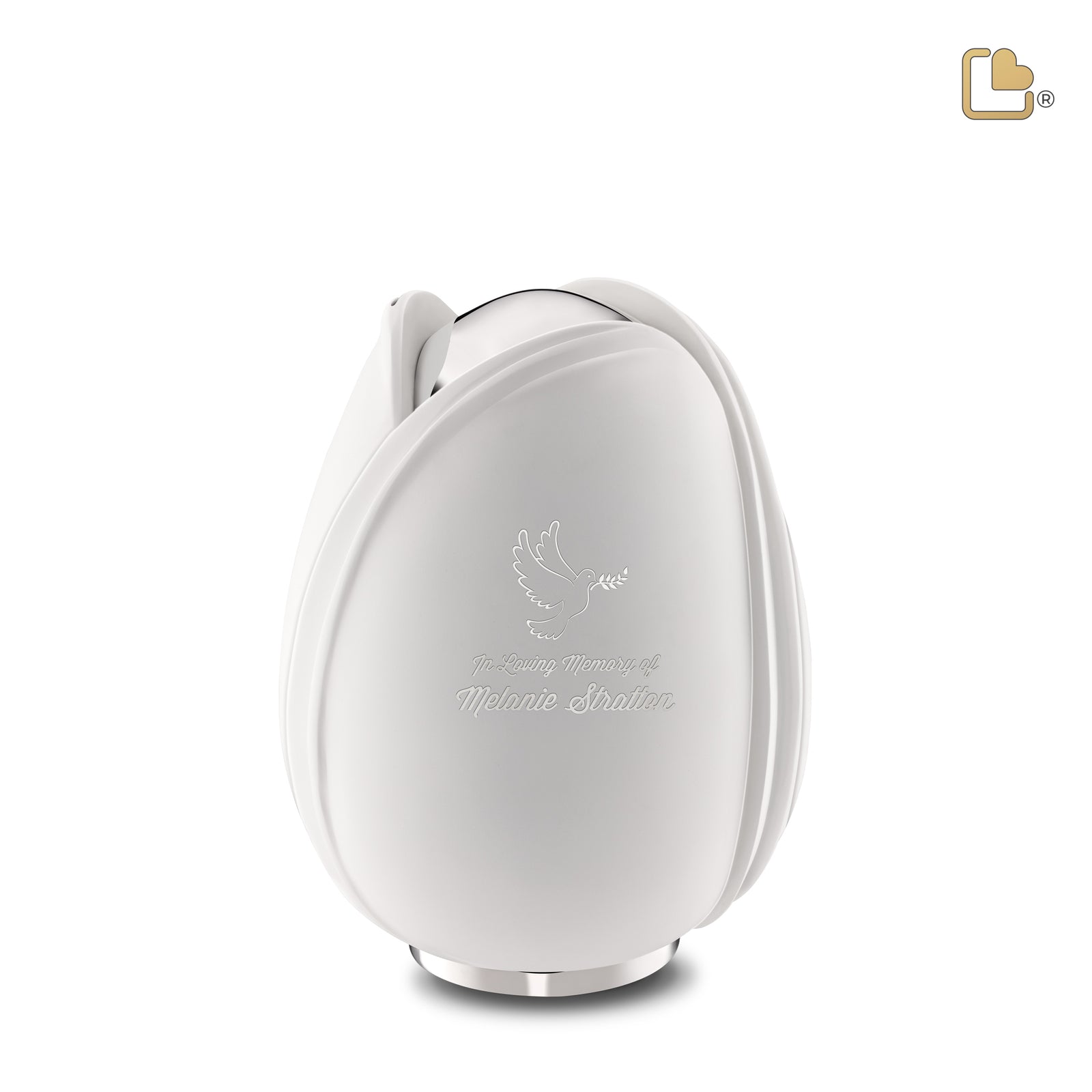 M1055 Tulip Medium Urn White & Pol Silver