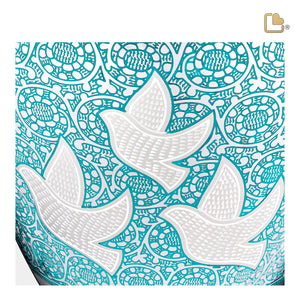 M232 Classic Soaring Doves Medium Urn Blue & Pol Silver