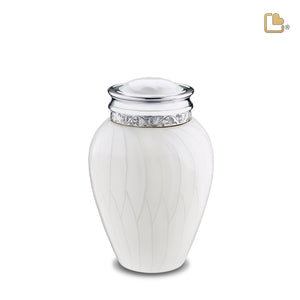 M297 Blessing Medium Urn Pearl White & Pol Silver