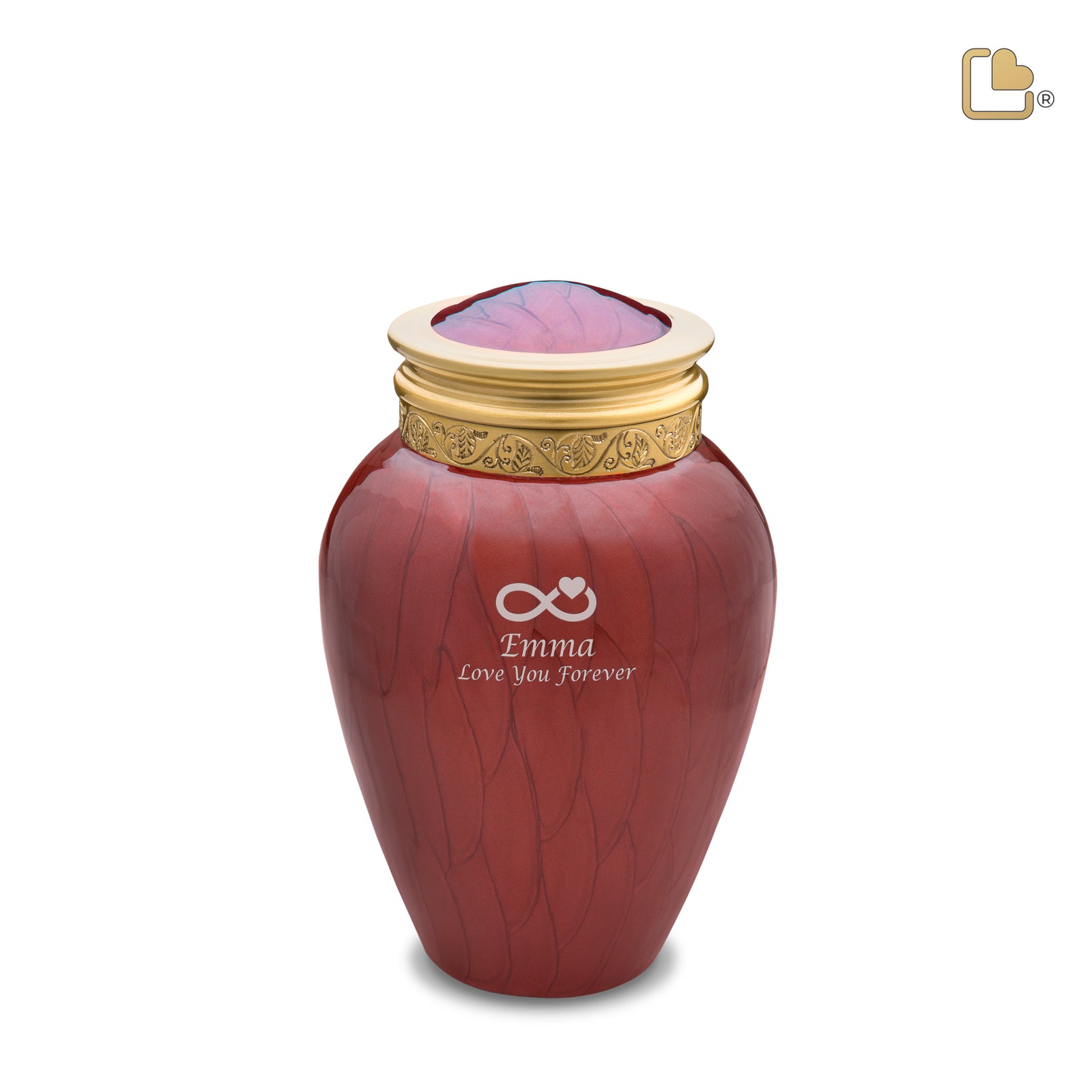 M299 Blessing Medium Urn Pearl Crimson & Bru Gold
