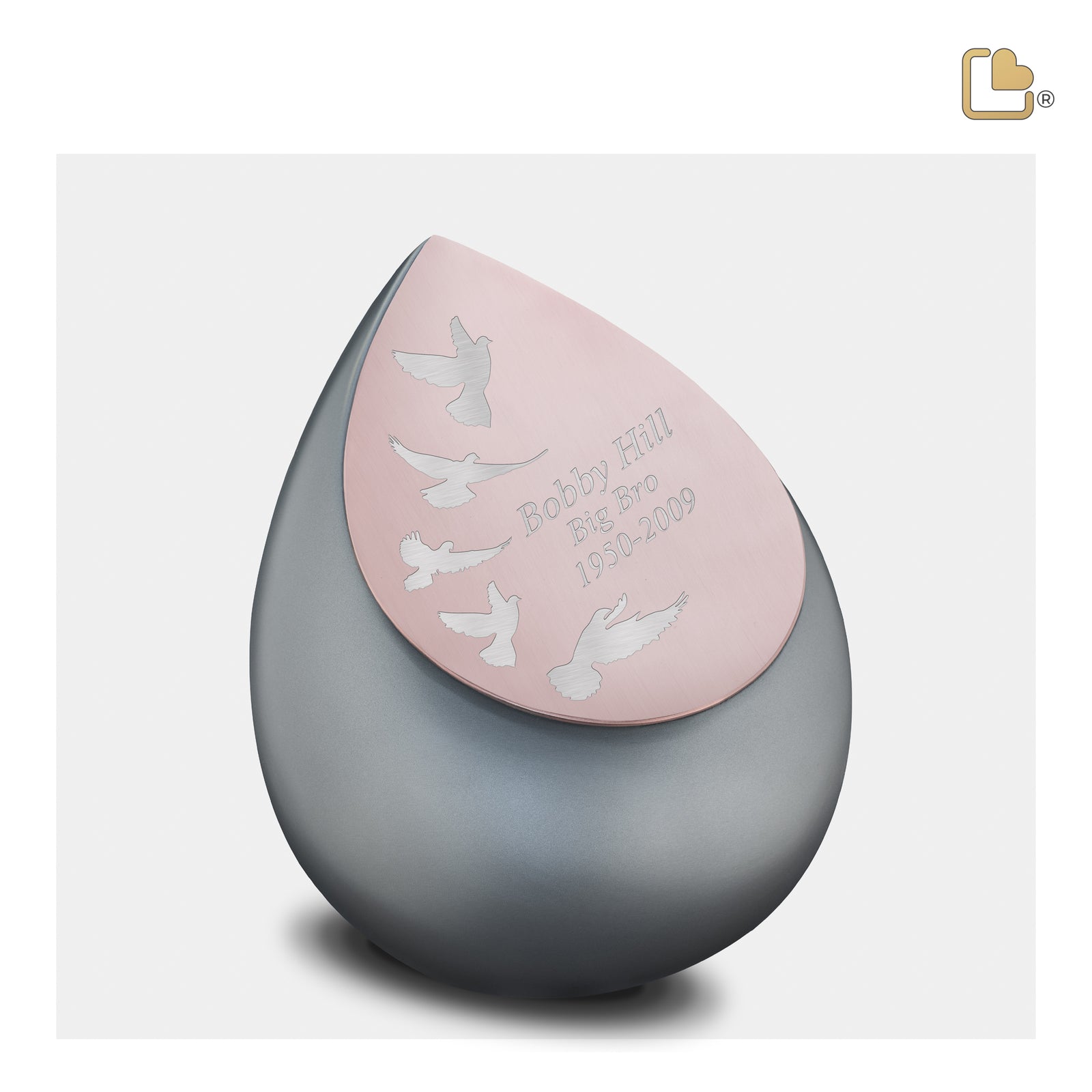M584 Drop Medium Urn French Grey & Bru RoseGold