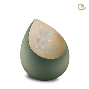 M585 Drop Medium Urn Sage Green & Bru Gold