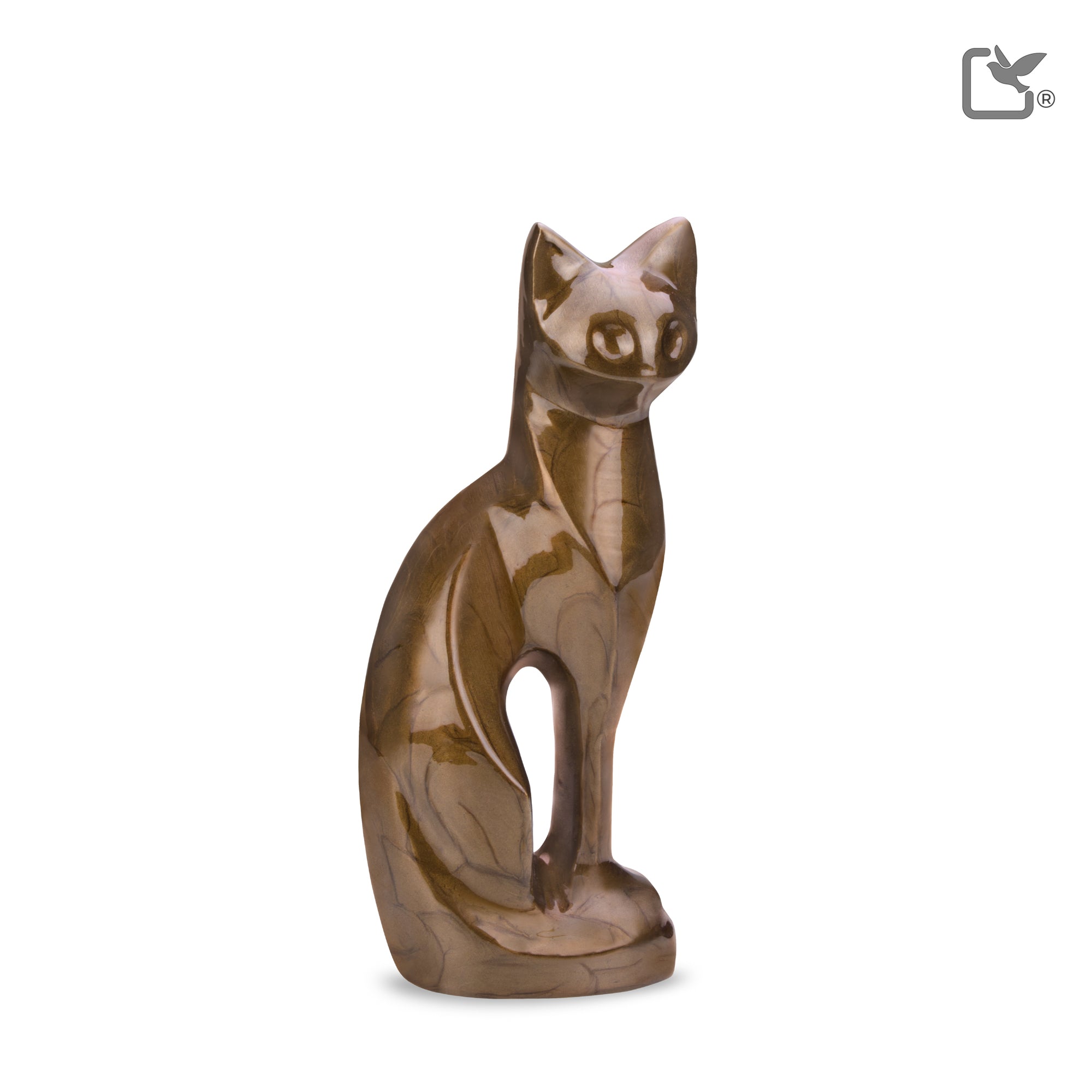 P262   Cat Pet Urn Pearl Bronze