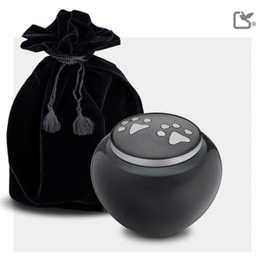 P270S Classic Round Small Pet Urn Midnight & Bru Gold