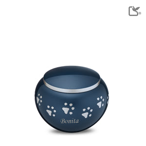 P271S Classic Round Small Pet Urn Blue & Bru Pewter